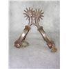 Image 2 : Marked E Garcia Silver Inlaid Card Suit Spurs .8" Bands- 2.25" Drop Shanks- 2" 12 Point Rowels With 