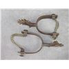 Image 3 : Marked E Garcia Silver Inlaid Card Suit Spurs .8" Bands- 2.25" Drop Shanks- 2" 12 Point Rowels With 