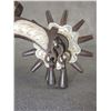 Image 8 : Marked E Garcia Silver Inlaid Card Suit Spurs .8" Bands- 2.25" Drop Shanks- 2" 12 Point Rowels With 