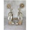 Image 1 : Unmarked Silver Inlaid Snake Pattern Spurs- 1.2" Bands- 2.25" Drop Shanks- 1.75" 14 Point Rowels- Ba