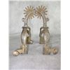 Image 2 : Unmarked Silver Inlaid Snake Pattern Spurs- 1.2" Bands- 2.25" Drop Shanks- 1.75" 14 Point Rowels- Ba