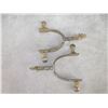 Image 3 : Unmarked Silver Inlaid Snake Pattern Spurs- 1.2" Bands- 2.25" Drop Shanks- 1.75" 14 Point Rowels- Ba