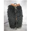 Image 1 : Unmarked Kids Black Angora Woolie Chaps- Flower Tooled Belt- Leather Backed Legs- 30" Good Condition