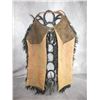 Image 2 : Unmarked Kids Black Angora Woolie Chaps- Flower Tooled Belt- Leather Backed Legs- 30" Good Condition