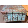 Image 2 : Very Large Primitive Wedding Trunk With Hand Forged Iron Work On Wheels- 24.5"H X 62.5"X 33"- Neat O