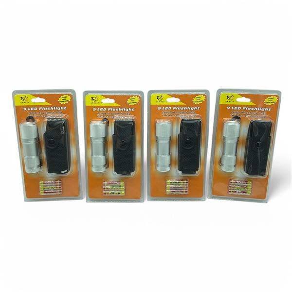 Alnico 9 LED Flashlight with Case X 4 Qty