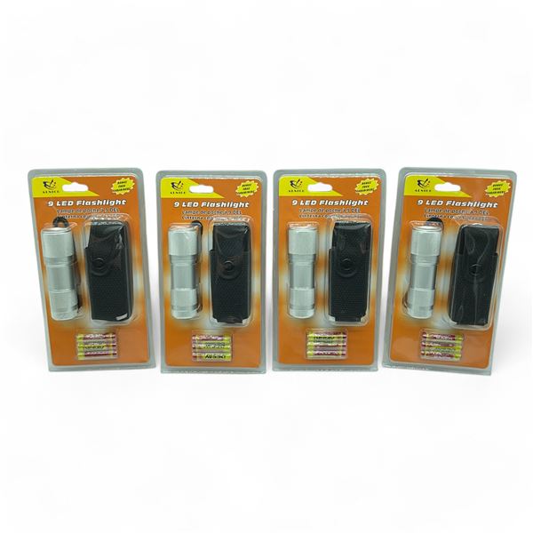 Alnico 9 LED Flashlight with Case X 4 Qty
