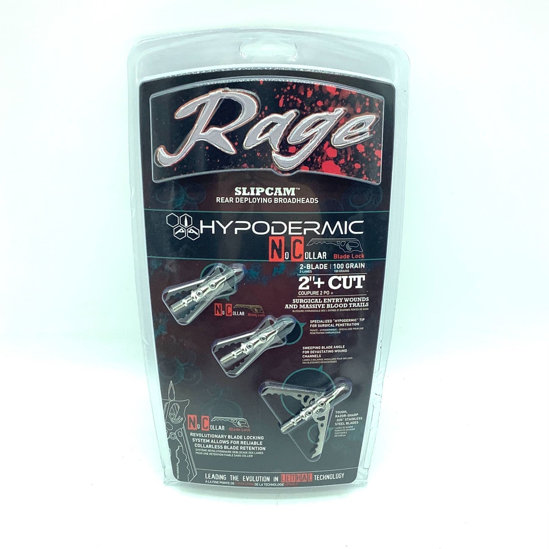 Rage Hypodermic Crossbow NC 2-Blade Broadhead, 100 Grain, 3-Pack, .035 Rage Hypodermic Crossbow NC 2-Blade Broadhead, 100 Grain, 3-Pack, .035