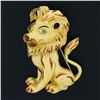 Image 2 : Large Vintage 18K Gold Multicolor Enamel Detailed Textured Lion Brooch Pin