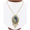 Image 1 : Vintage Victorian Revival 14k Gold Hand Painted Portrait Tassel Brooch Pendant