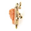 Image 5 : Antique Art Nouveau 10k Gold Carved Coral Cameo w/ Leaf Frame Pin Brooch Pendant