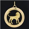 Image 4 : Italian 14k Gold Detailed 3D Lion Diamond Cut Frame Leo Zodiac Medallion Pendant