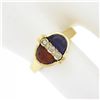 Image 3 : 18k Gold Half Moon Bezel Set Spessartite Garnet & Amethyst w/ Diamond Ring