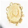 Image 4 : Vintage 14k Gold Carved Oval Nun Cameo Open Freeform Nugget Textured Ring