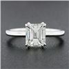 Image 2 : NEW Platinum 1.88 ctw GIA Old Emerald Cut Prong Diamond Solitaire Engagement Rin