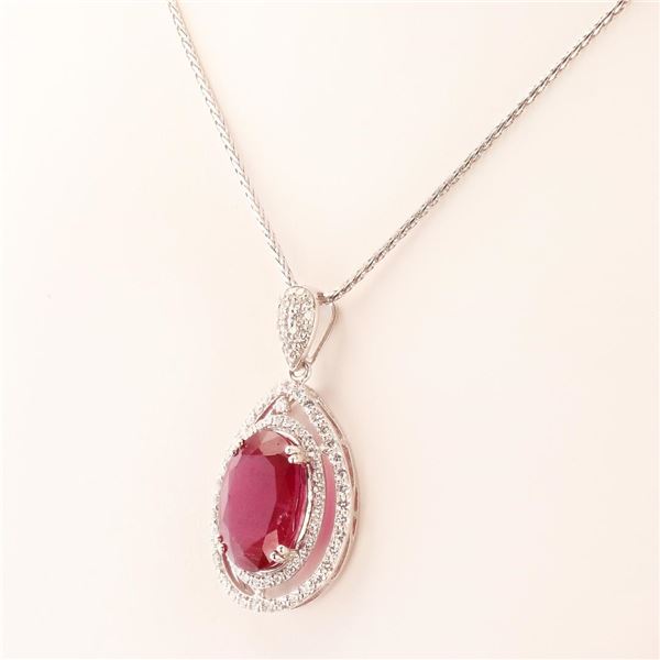 9.77 ctw Pink Tourmaline and 1.07 ctw Diamond Platinum Pendant