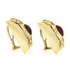 Image 3 : 18k Gold Oval Cabochon Ruby & Diamond Twisted Wire Dual Finish Clip On Earrings