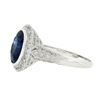 Image 5 : Estate Platinum GIA Oval Ceylon Bezel Sapphire Pave Diamond Halo Engagement Ring