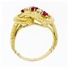Image 7 : 18k Yellow Gold 0.50 ctw Prong Round Diamond & Ruby Braided Loop Knot Band Ring