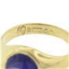 Image 1 : Vintage British 9K Gold Oval Cabochon Amethyst Solitaire Polished Pinky Ring