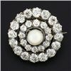 Image 5 : Antique Victorian 14k Gold 2.2 ctw Diamond & Pearl Dual Circle Pin Brooch Pendan