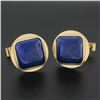 Image 1 : Vintage 14k Yellow Gold & Cushion Cabochon Cut Blue Lapis Mens Swivel Cuff Links