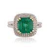 Image 1 : 3.74 ctw Emerald and 0.64 ctw Diamond 18KT White Gold Ring (GIA CERTIFIED)