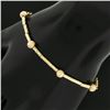 Image 5 : NEW 14k Gold 7.75" Etched Cylinder & Bead Slide Charm Rolo Link Chain Bracelet