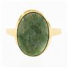 Image 4 : 10K Gold Milgrain Bezel Set Oval Cabochon Jade Polished Simple Solitaire Ring