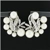 Image 5 : Vintage 14K White Gold Cultured Pearl & 0.25 ctw Diamond Flower Cluster Earrings