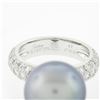 Image 7 : Cartier 18k White Gold 12.75mm Tahitian Gray Pearl .85 ctw Round Pave Diamond Ri