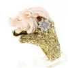 Image 6 : Vintage 14k Gold LARGE Hand Carved Lion's Head Soft Pink Angel Skin Coral Ring