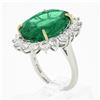 Image 9 : QUALITY Platinum 18k Gold 17.34 ctw AGL Large Oval Emerald & Diamond Halo Ring