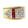 Image 4 : Men's Retro Vintage 14K Gold 0.40 ctw Diamond & Synthetic Ruby Buckle Band Ring