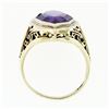 Image 8 : Antique Art Deco 14k Gold Custom Marquise Cut Bezel Set Amethyst Solitaire Ring