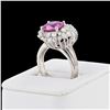 Image 3 : 3.39 ctw Pink Sapphire and 1.54 ctw Diamond Platinum Ring