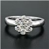 Image 2 : 18K White Gold 0.84 ctw Ideal Round Brilliant Cut Diamond Flower Cluster Ring