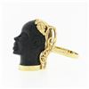 Image 6 : Vintage 14k Yellow Gold Carved Face Detailed Blackamoor Ring w Open Work Setting