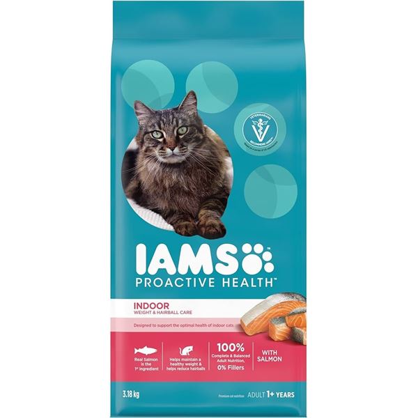 3.18KG BAG OF IAMS REAL SALMON INDOOR CAT FOOD