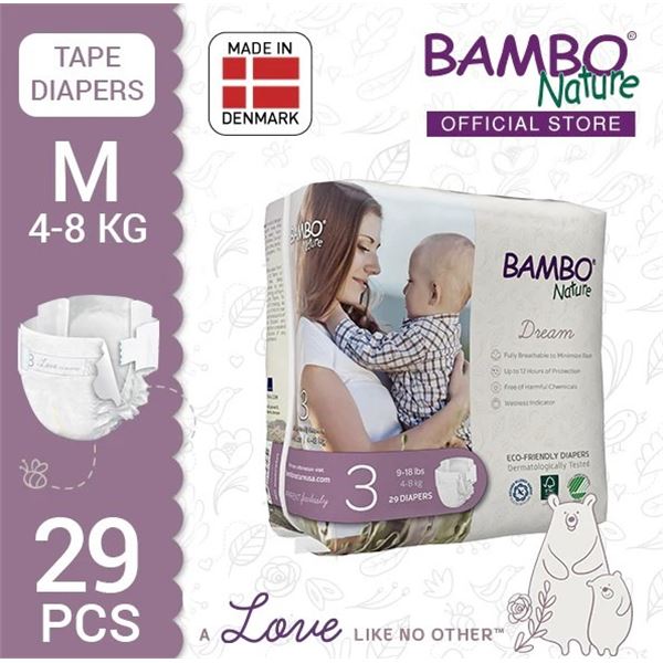 PACK OF 29 BAMBO NATURE SIZE 3 9-18LBS DIAPERS