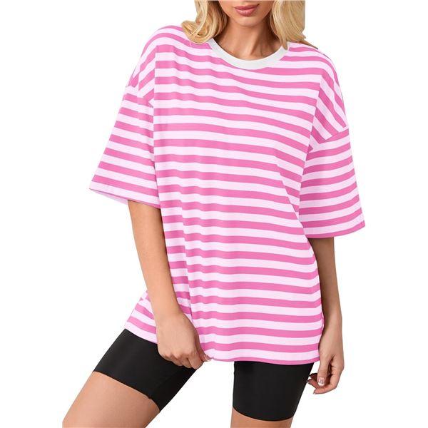 NEW THE DROP MEDIUM PINK AND WHITE STRIPPED SHIRT