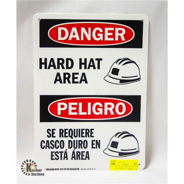 NEW CONSTRUCTION SAFETY SIGN -DANGER HARD HAT AREA