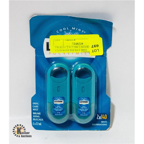 PACK OF 2 X 7.7ML LISTERINE COOLMINT POCKET MIST