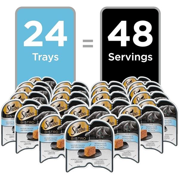 NEW 24 X75G SHEBA BISTRO PERFECT PORTIONS CAT FOOD