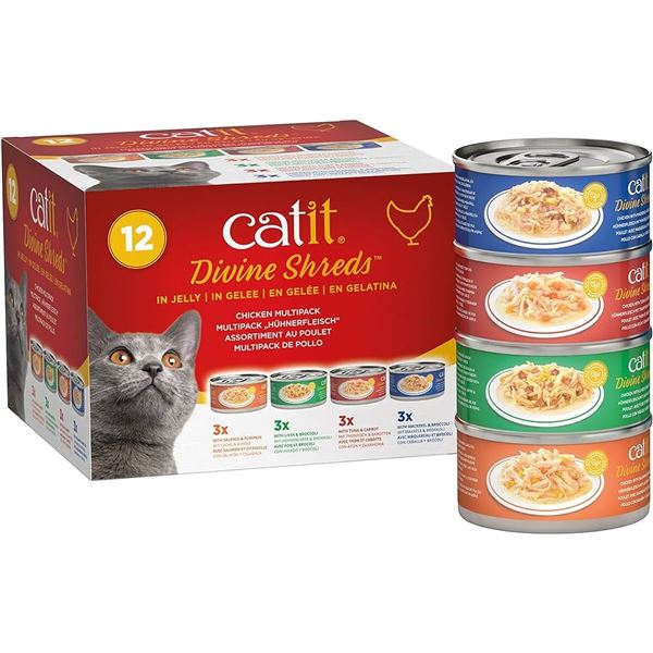 NEW 12 X 85G CATIT DIVINE SHREDS VARIETY PACK