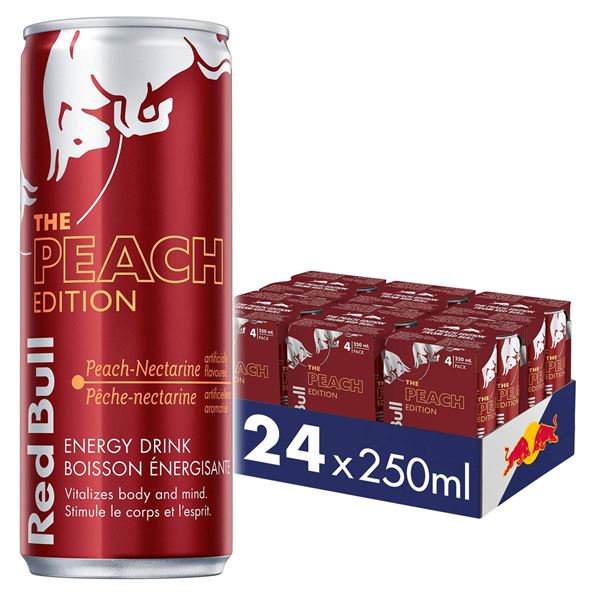 NEW CASE OF 24 RED BULL THE PEACH EDITION