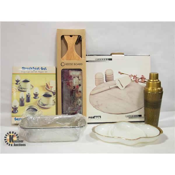 BAILIFF SEIZURE- BOX OF RETRO KITCHENWARES; CHEESE