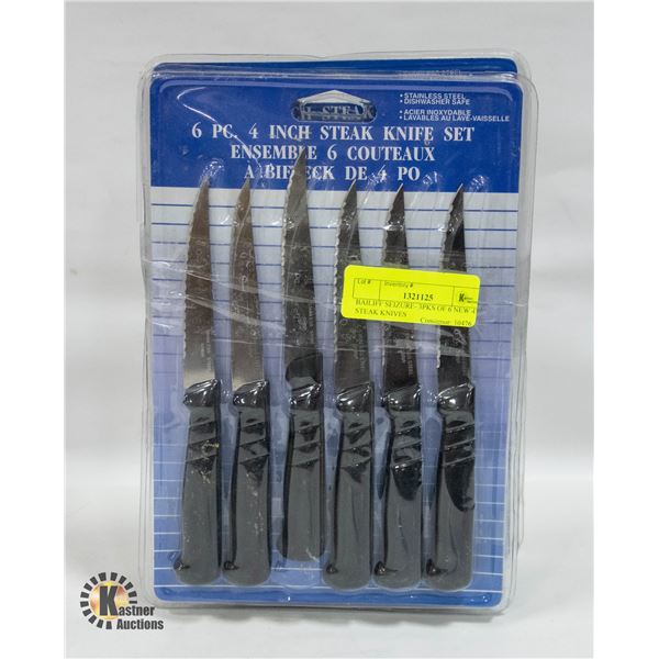 BAILIFF SEIZURE- 3PKS OF 6 NEW 4" STEAK KNIVES