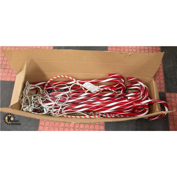 BOX OF ELECTRIC CANDY CANES, LIGHTS AND MORE