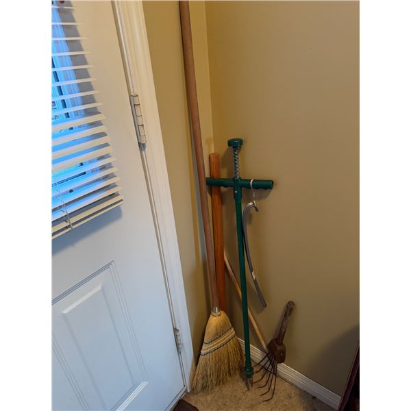 Broom, weed puller etc